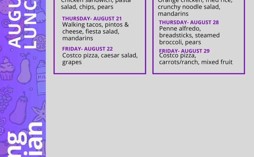 August Lunch Menu