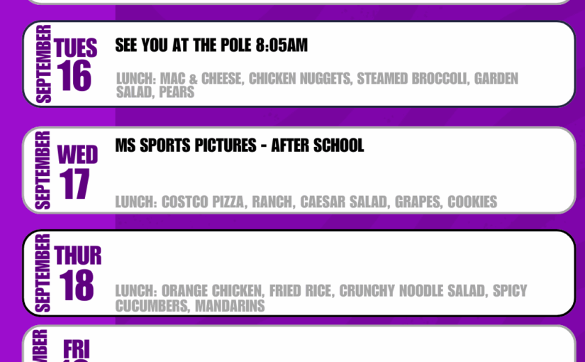 A look ahead – Sept 15 – 20