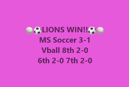 MS Soccer and Volleyball win!!